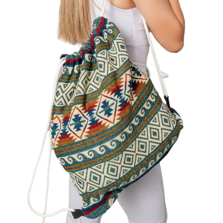 Native Andean Handwoven Drawstring Backpack