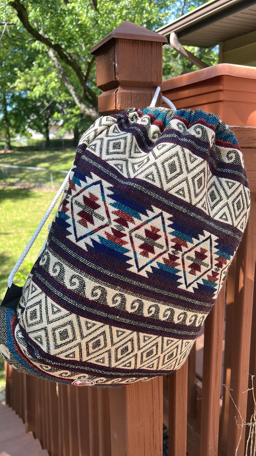 Native Andean Handwoven Drawstring Backpack