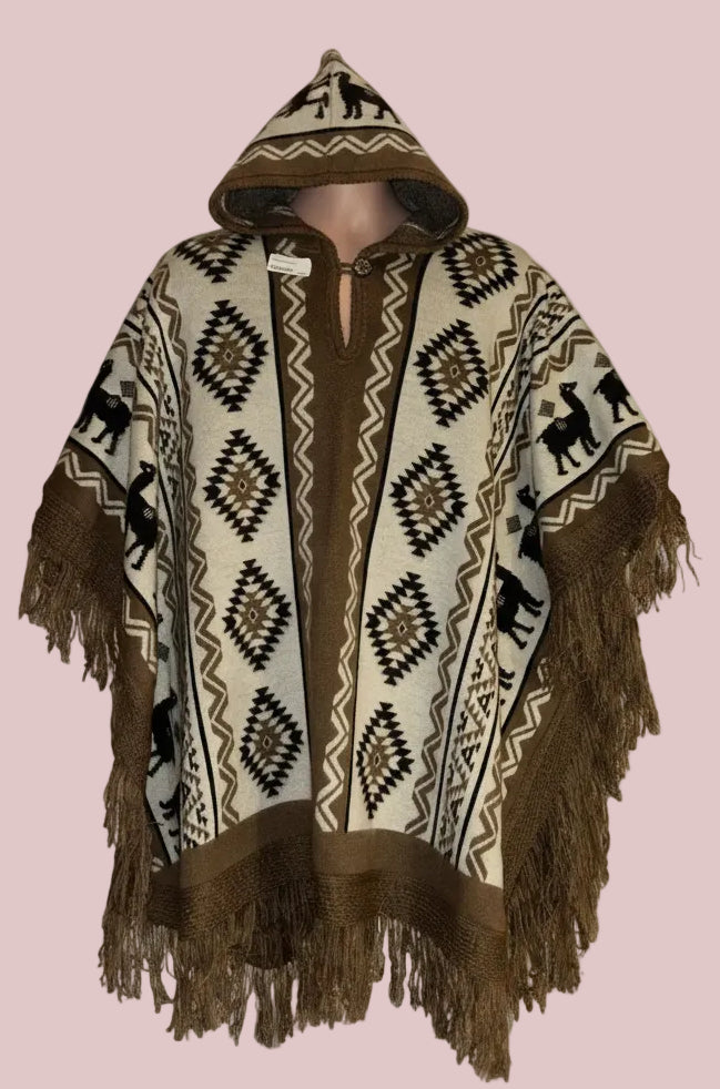 Andean Alpaca Poncho Handmade Tribal Design