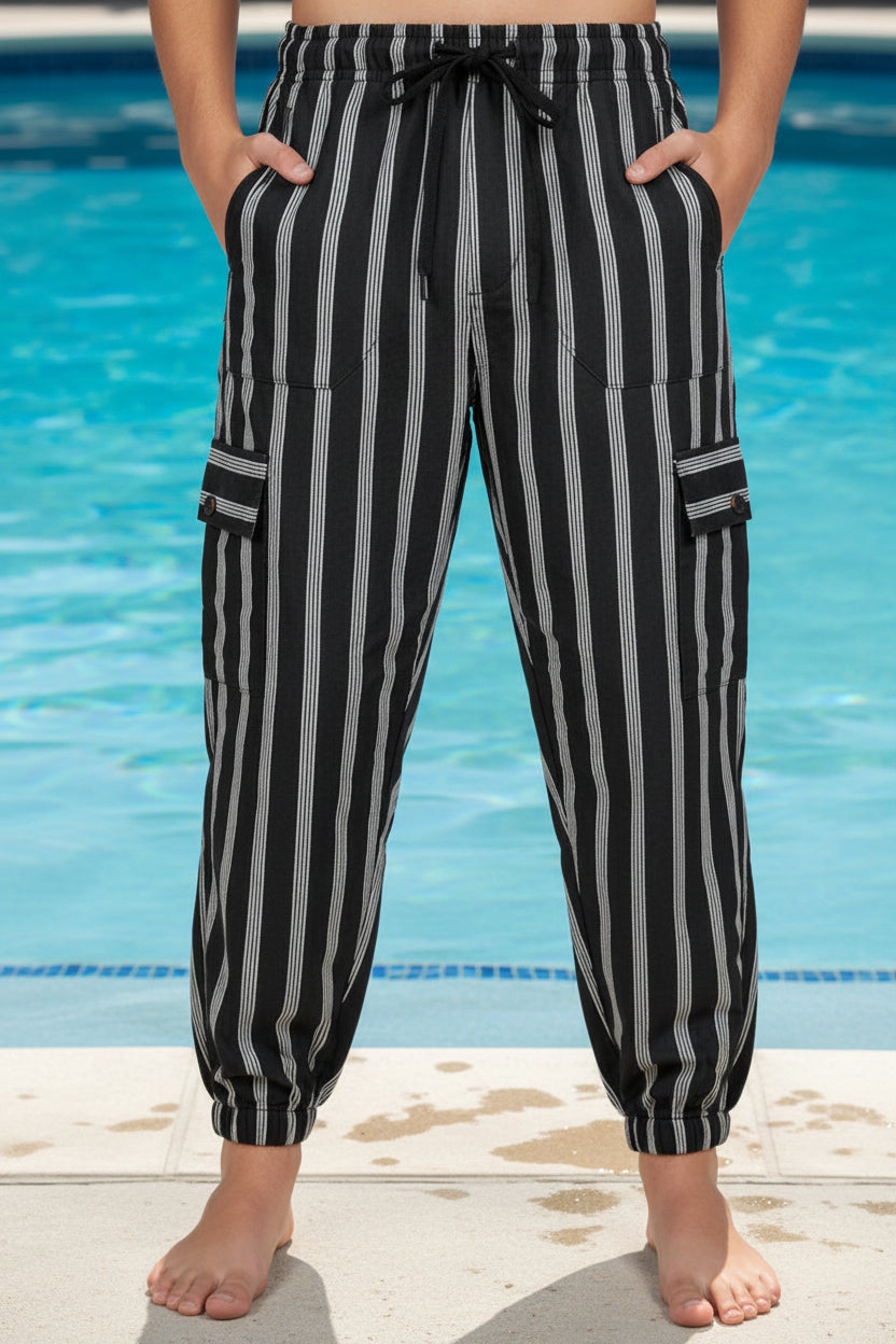 Handmade Andean Multicolor (black and white) Striped Pants Unisex