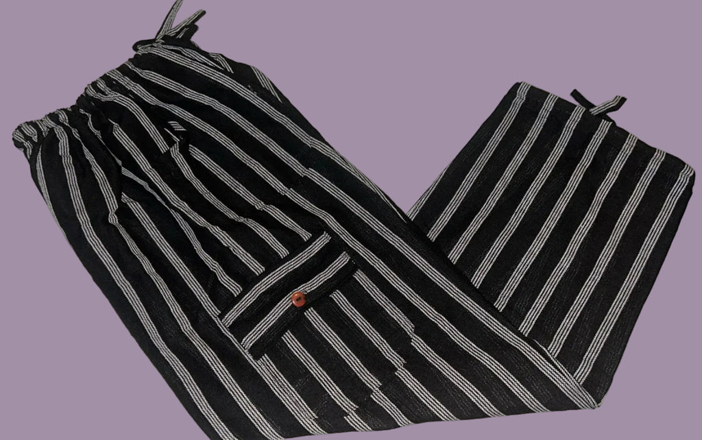 Handmade Andean Multicolor (black and white) Striped Pants Unisex