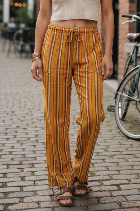 Handmade Andean Multicolor (orange) Striped Pants Unisex