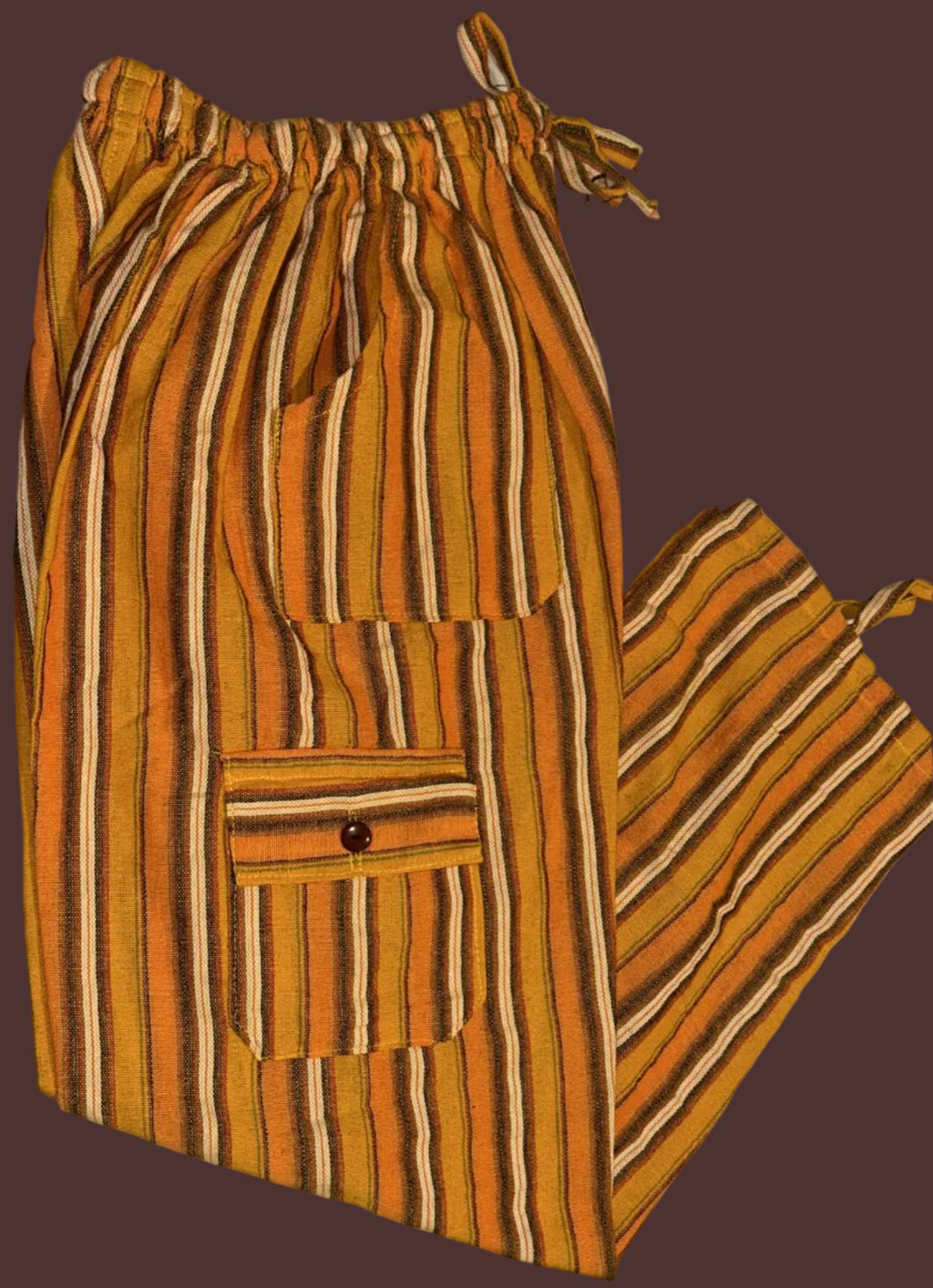 Handmade Andean Multicolor (orange) Striped Pants Unisex