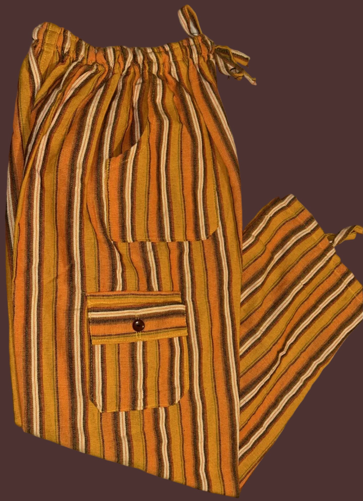 Handmade Andean Multicolor (orange) Striped Pants Unisex
