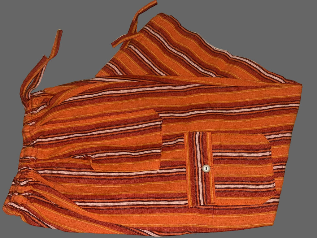Handmade Andean Multicolor (bright orange) Striped Pants Unisex