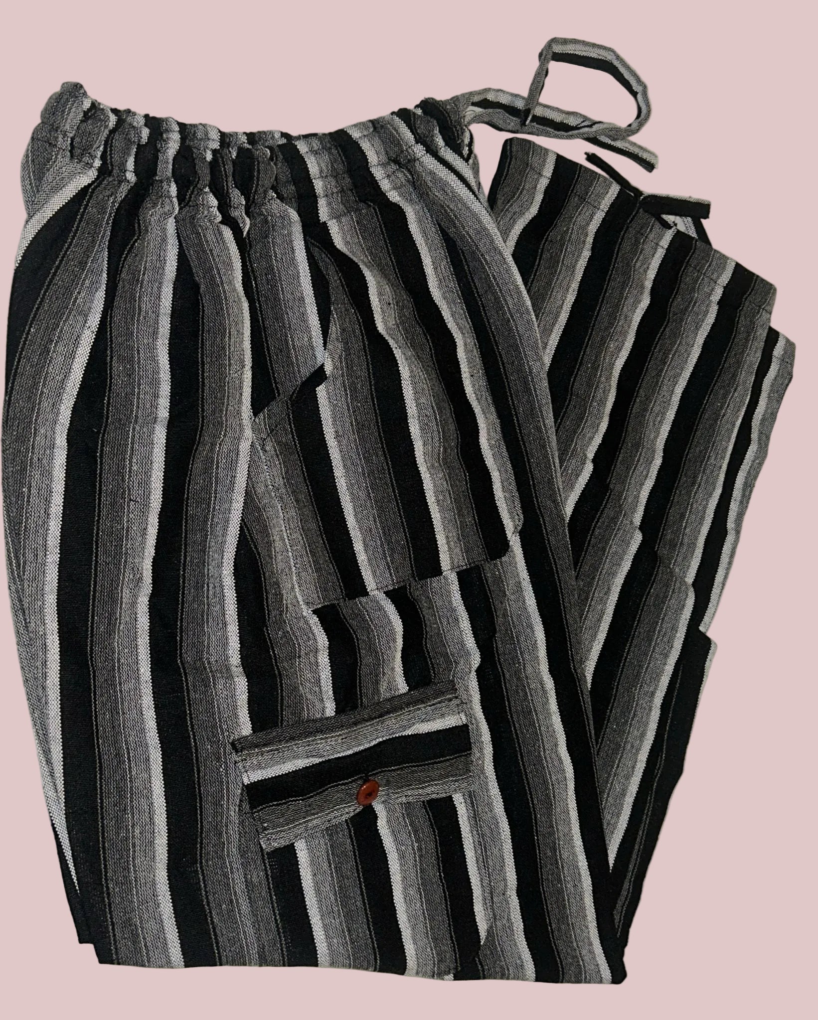 Handmade Andean Multicolor (black, gray) Striped Pants Unisex