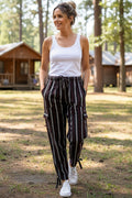 Handmade Andean Multicolor (dark purple, gray, black) Striped Pants Unisex