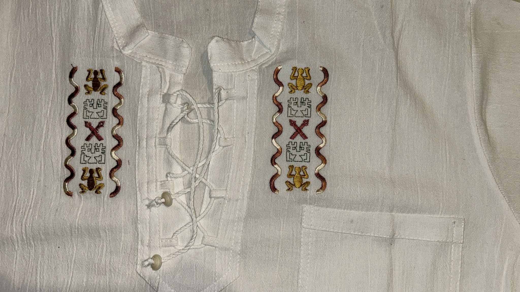Ecuadorian Embroidered Cotton Shirt Boho Festival Style Guayabera Inspired. (large)