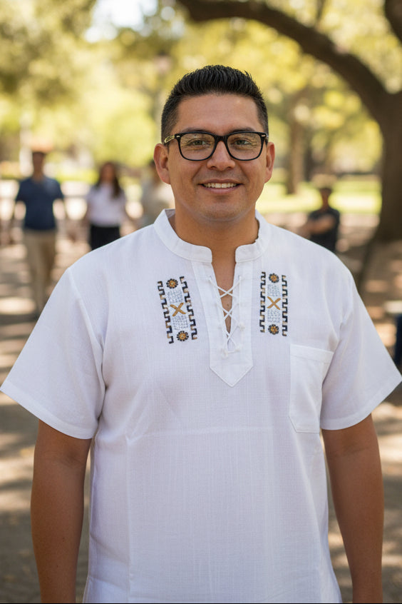 Ecuadorian Embroidered Cotton Shirt Boho Festival Style Guayabera Inspired. (x-large)