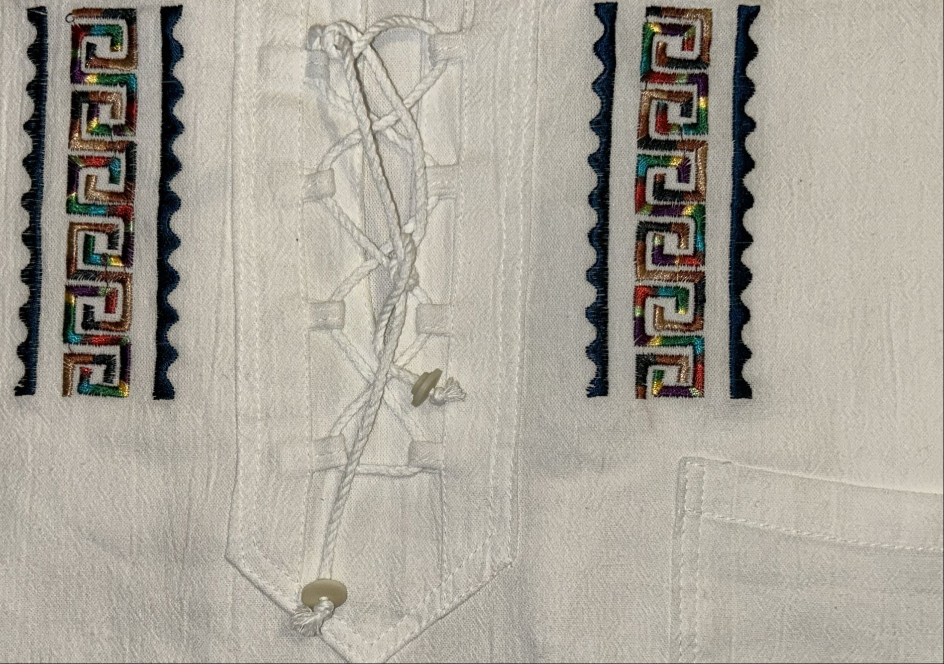 Ecuadorian Embroidered Cotton Shirt Boho Festival Style Guayabera Inspired. (x-large)