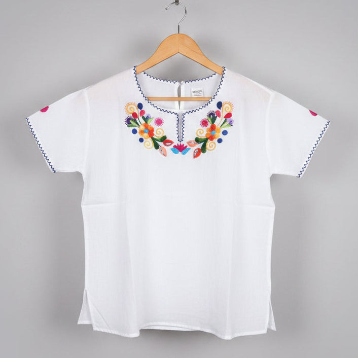 Traditional Embroidered Cotton Blouse Women Handmade Ecuador (large)