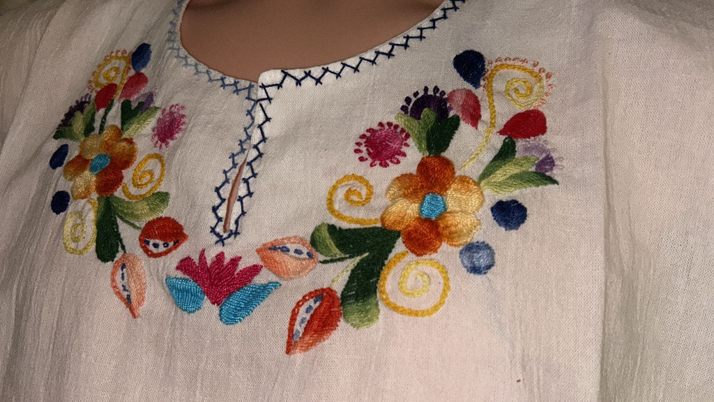 Traditional Embroidered Cotton Blouse Women Handmade Ecuador (large)
