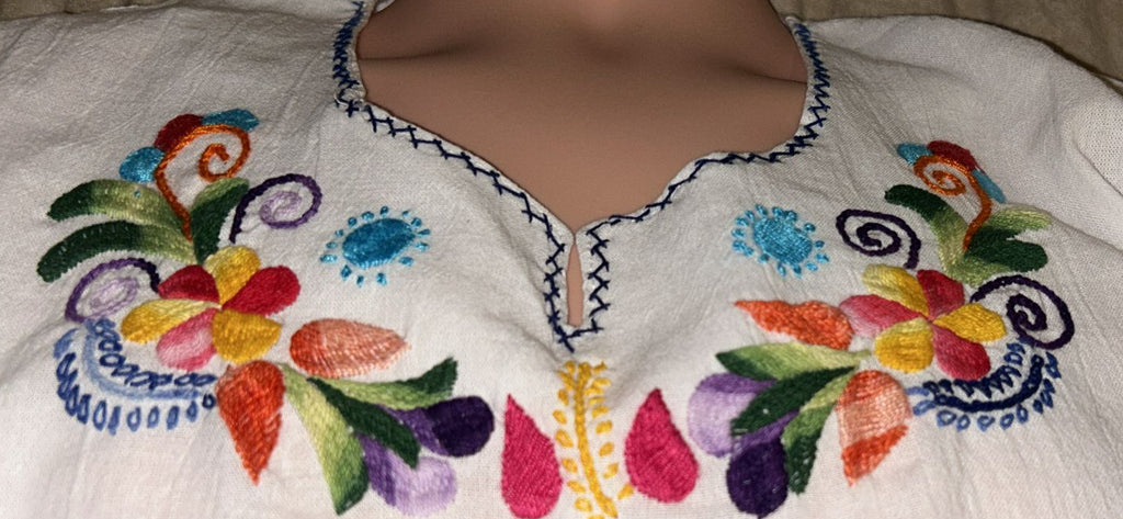Traditional Embroidered Cotton Blouse Women Handmade Ecuador (x-large)