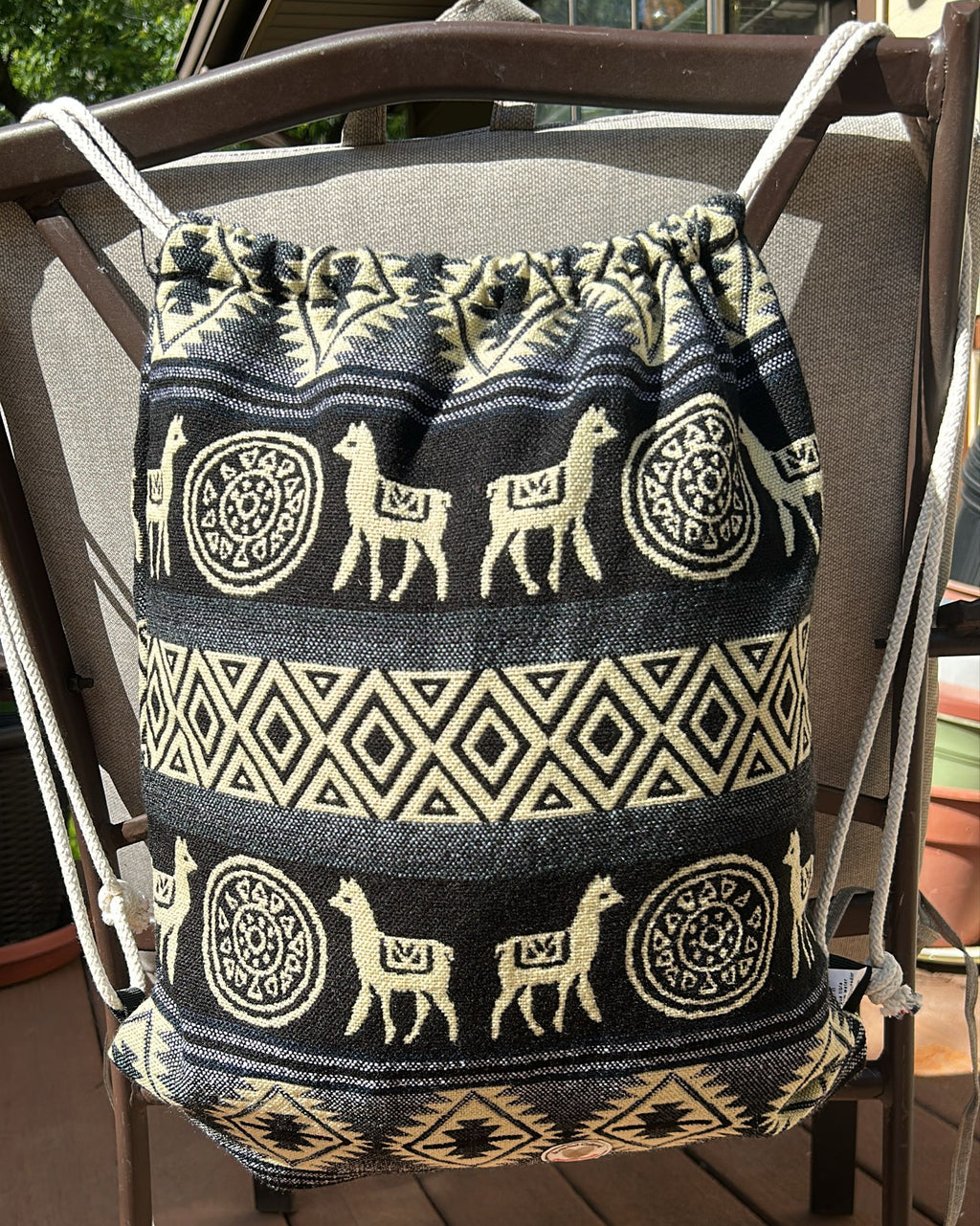 Native Andean Handwoven Drawstring Backpack