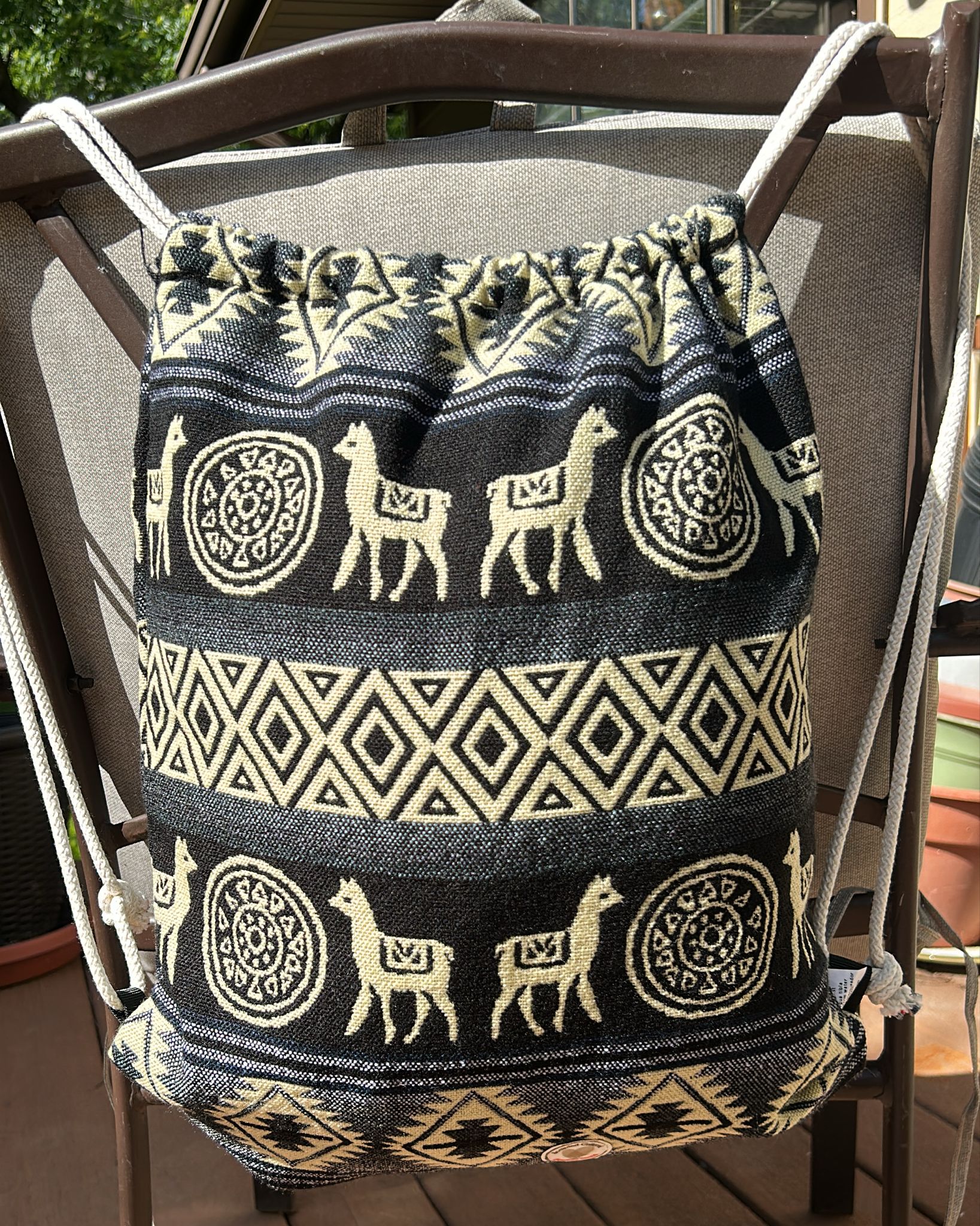 Native Andean Handwoven Drawstring Backpack