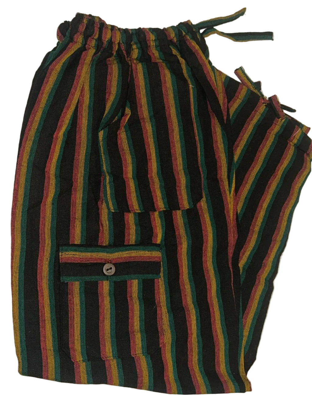Handmade Andean Multicolor (black, red, yellow and green) Striped Pants Unisex